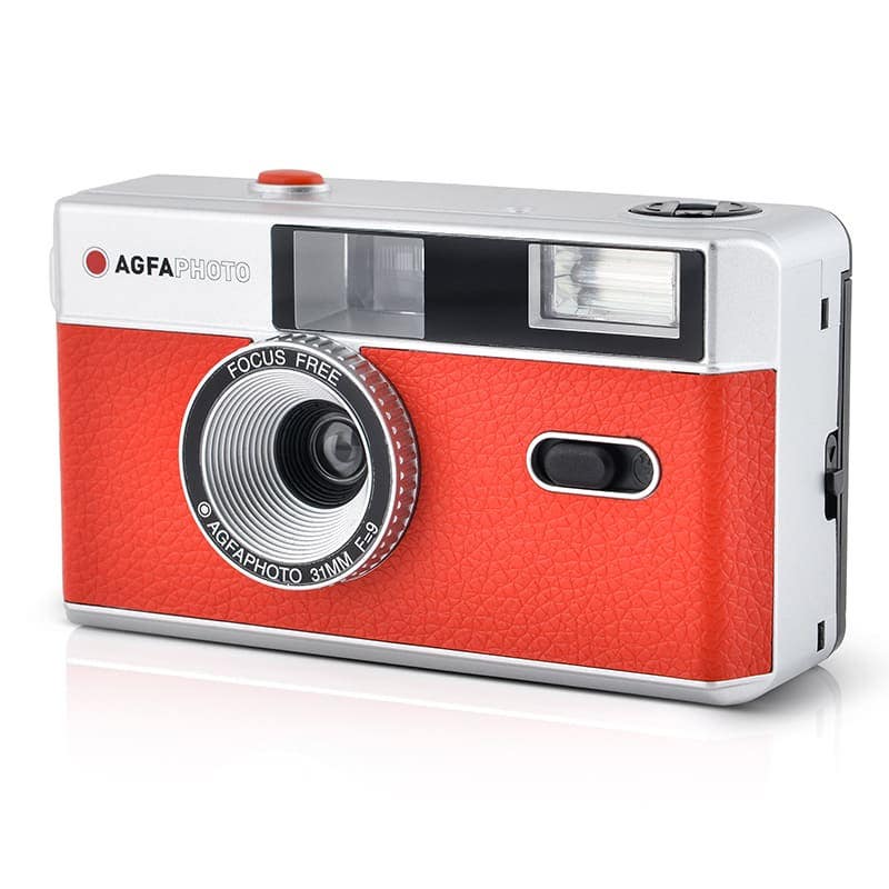 Agfa Retro 35mm Camera w Flash - Red Silver