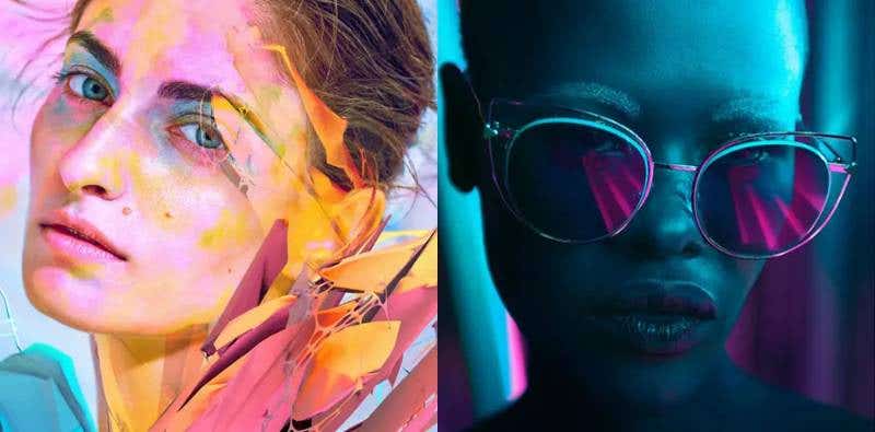 Adobe Photoshop and Lightroom interfaces side by side for photo editing comparison