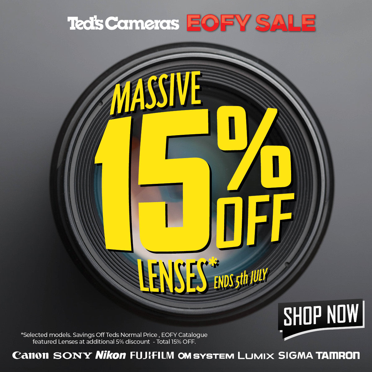 15% Off Lenses EOFY Sale 2026 — Ted's Cameras