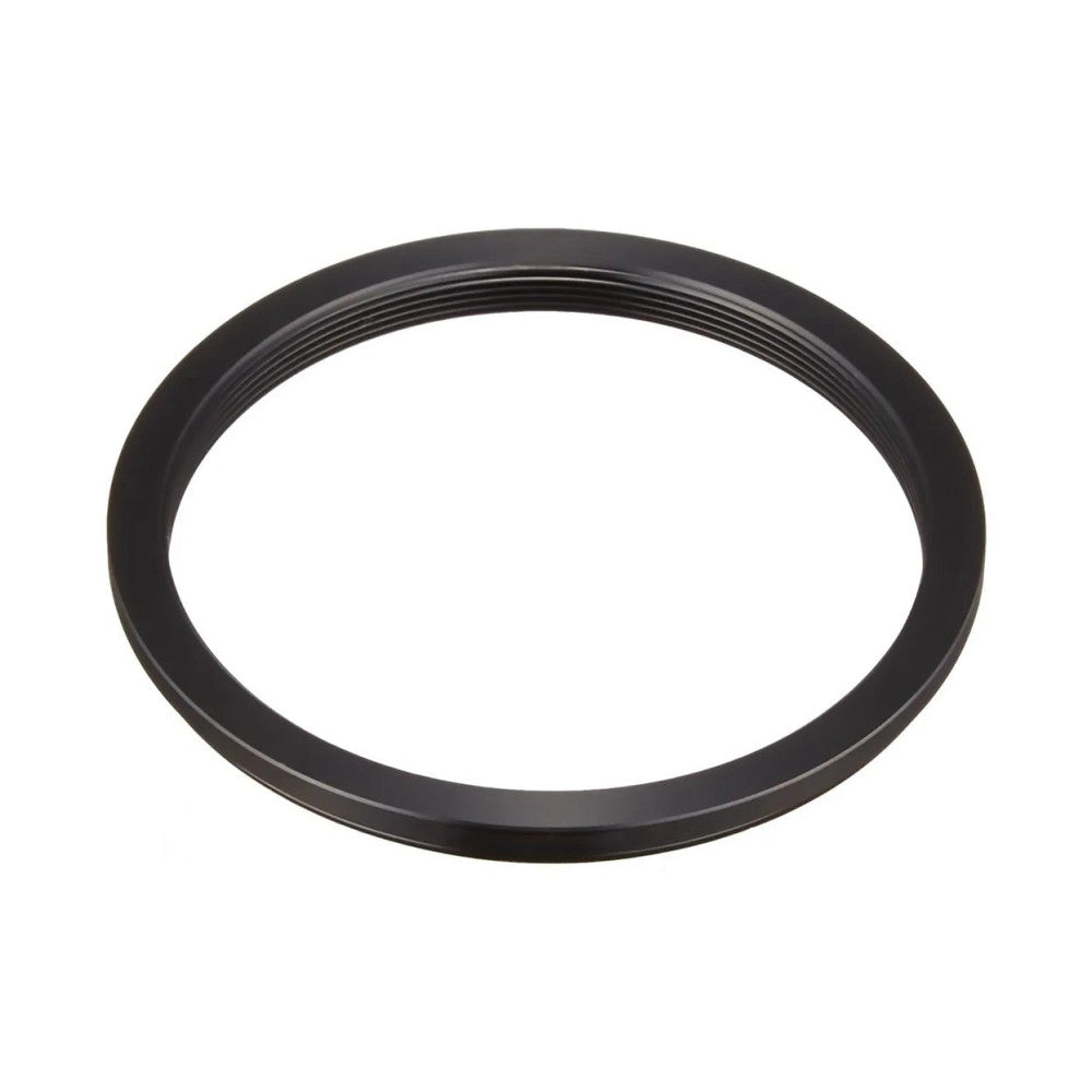 Black metal step-down ring shown from above at an angle, displaying the threaded inner surface and outer rim against a white background.