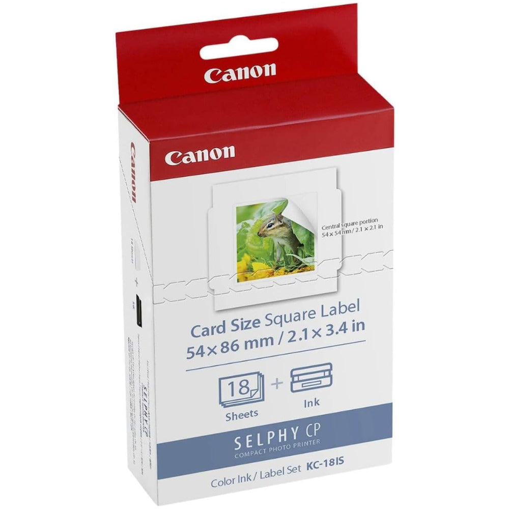 Canon KC-18IS 18 Sheets Card Size Square Label Ink and Paper Pack