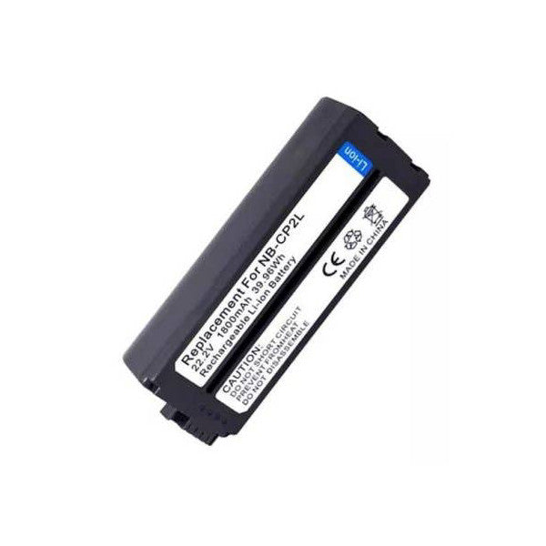 Rectangular black rechargeable battery pack shown at an angle displaying label with product specifications and safety information on white background.