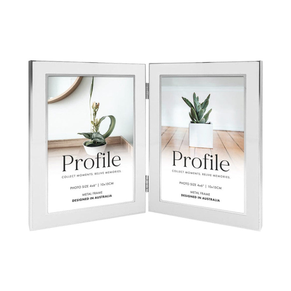 Profile Eternal White 5x7 Hinged Double Metal Photo Frame