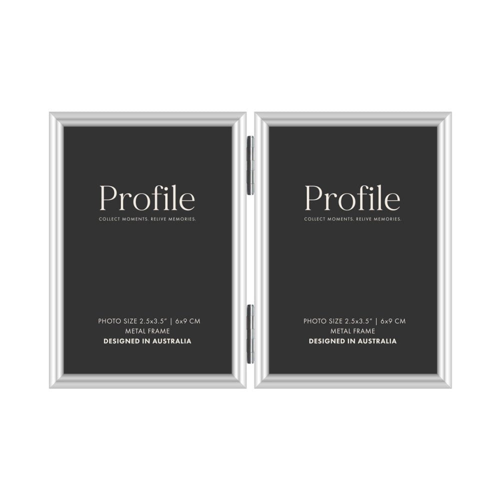 Profile Habitat Silver 2.5x3.5 inch Hinged Double Metal Photo Frame