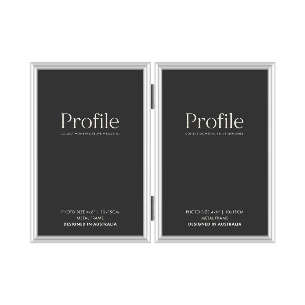 Profile Habitat Silver 4x6 (2) Hinged Metal Photo Frame