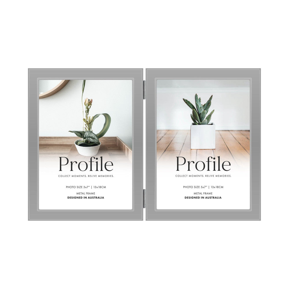 Profile Eternal Silver 5x7 Hinged Double Photo Frame