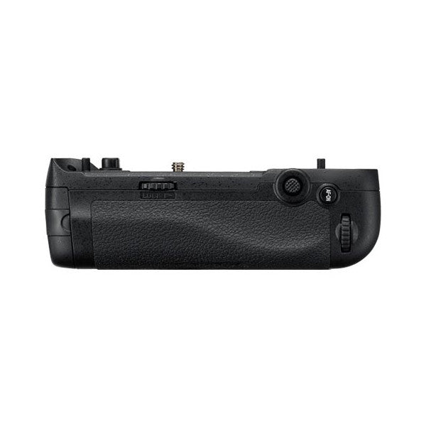 Black Nikon MB-D17 battery grip shown from the side view against a white background.