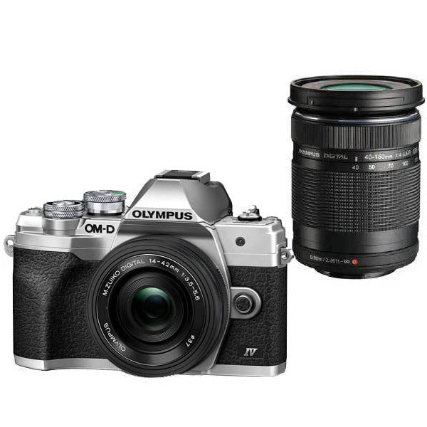 Olympus OM-D E-M10 Mark IV Silver Twin Kit with 14-42mm & 40-150mm