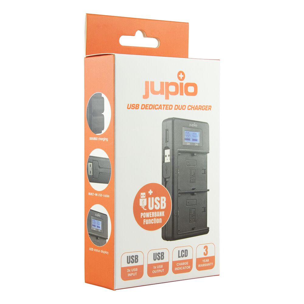 JUPIO USB Duo Charger for Sony NP-FM50/NP-F550/NP-F750/NP-F970