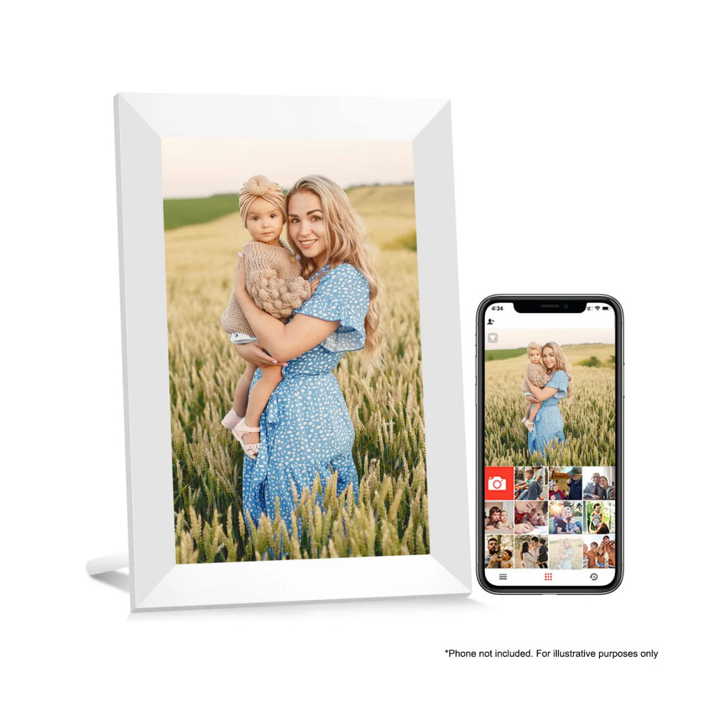 FireFly Frameo 10.1 Wi-Fi Digital Photo Frame - White Glass with 32GB Storage