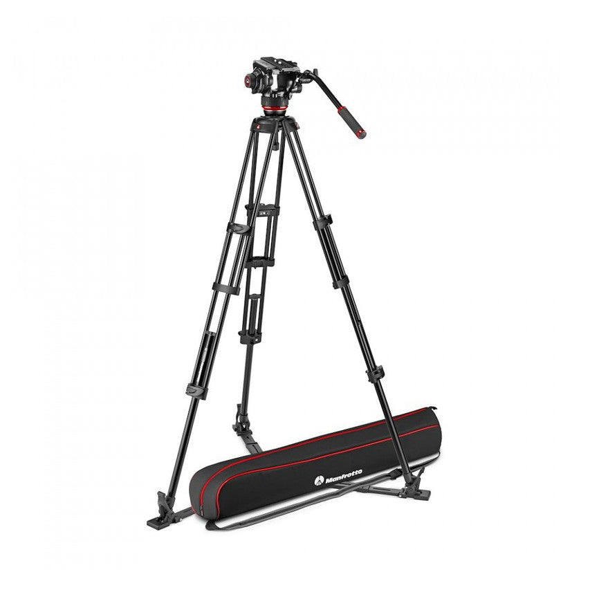 Manfrotto 504X Fluid Video Head with Aluminium Twin Leg Tripod and Ground Spreader