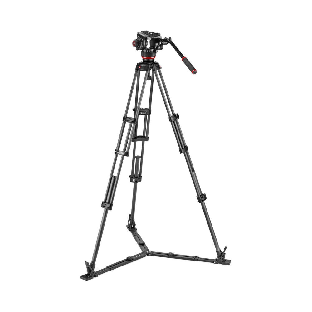 Manfrotto 504X Fluid Video Head with CF Twin Leg Tripod - Ground Spreader Kit