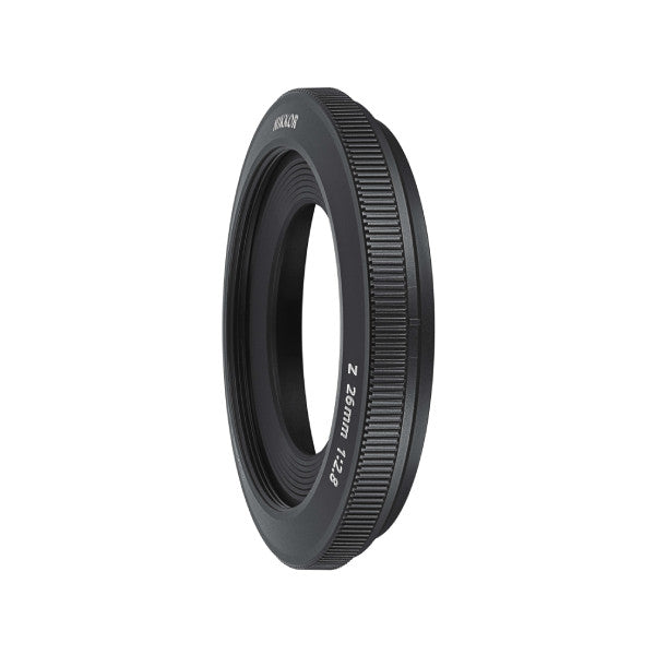Black cylindrical lens hood photographed at an angle, showing ribbed texture and "HB-111" marking on the side against a white background.