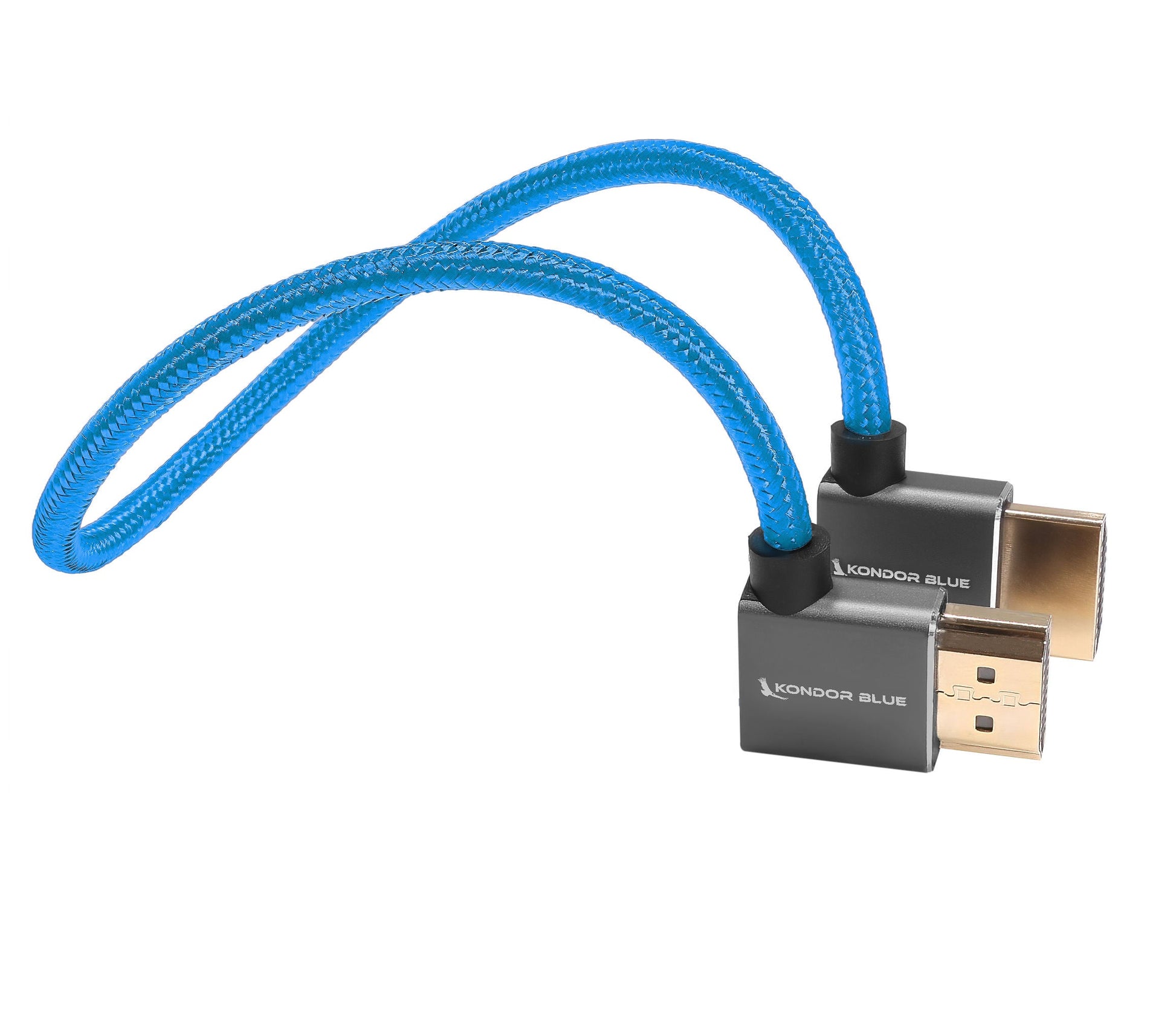 Kondor Blue 12 inch Right-Angle to Left-Angle Full HDMI Cable - Blue