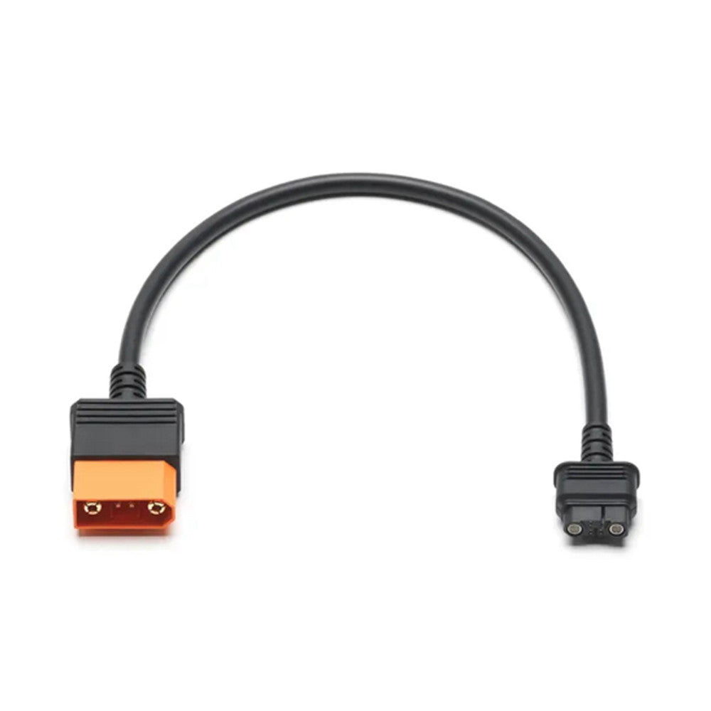 Black cable with orange and red connector on left end and black connector on right end, displayed against white background.