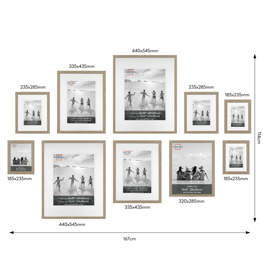 Studio Nova Natural Oak Wall Frame Set - 10 Frames