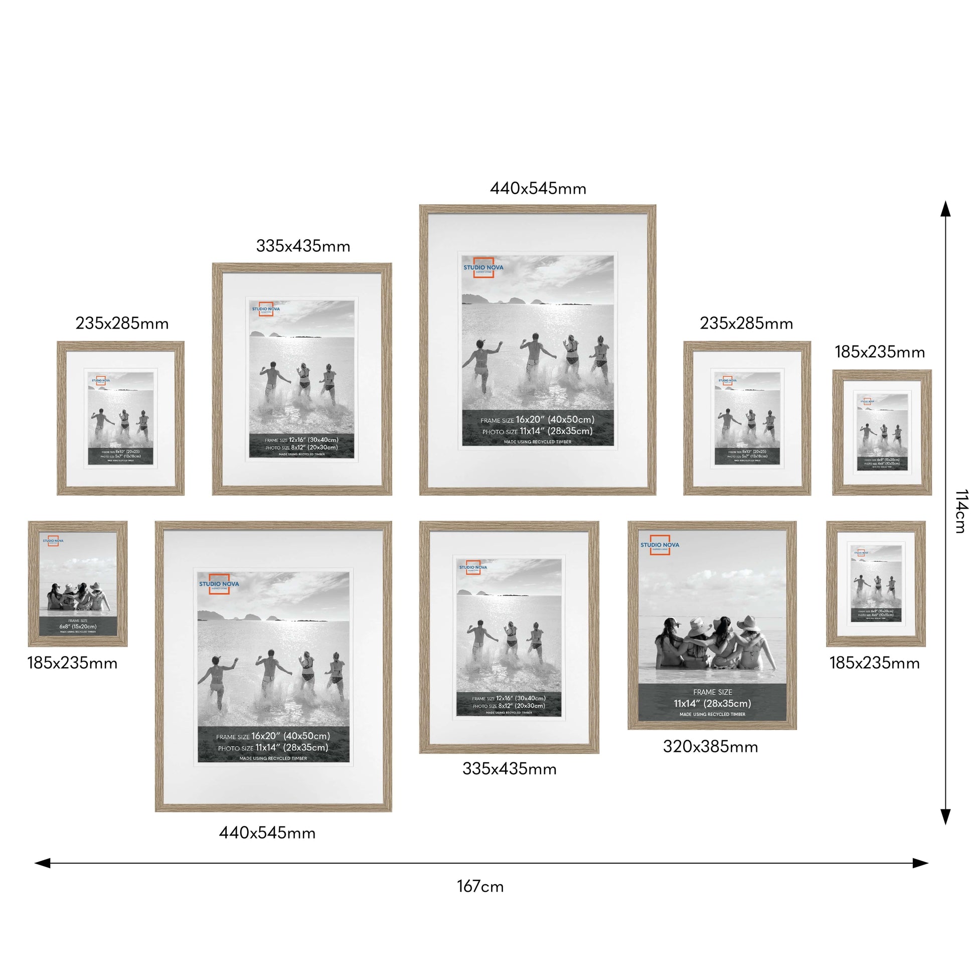 Studio Nova Natural Oak Wall Frame Set - 10 Frames