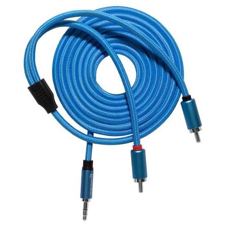 Kondor Blue 6FT (182cm) Dual Male RCA to 3.5mm Stereo TRS Audio Cable
