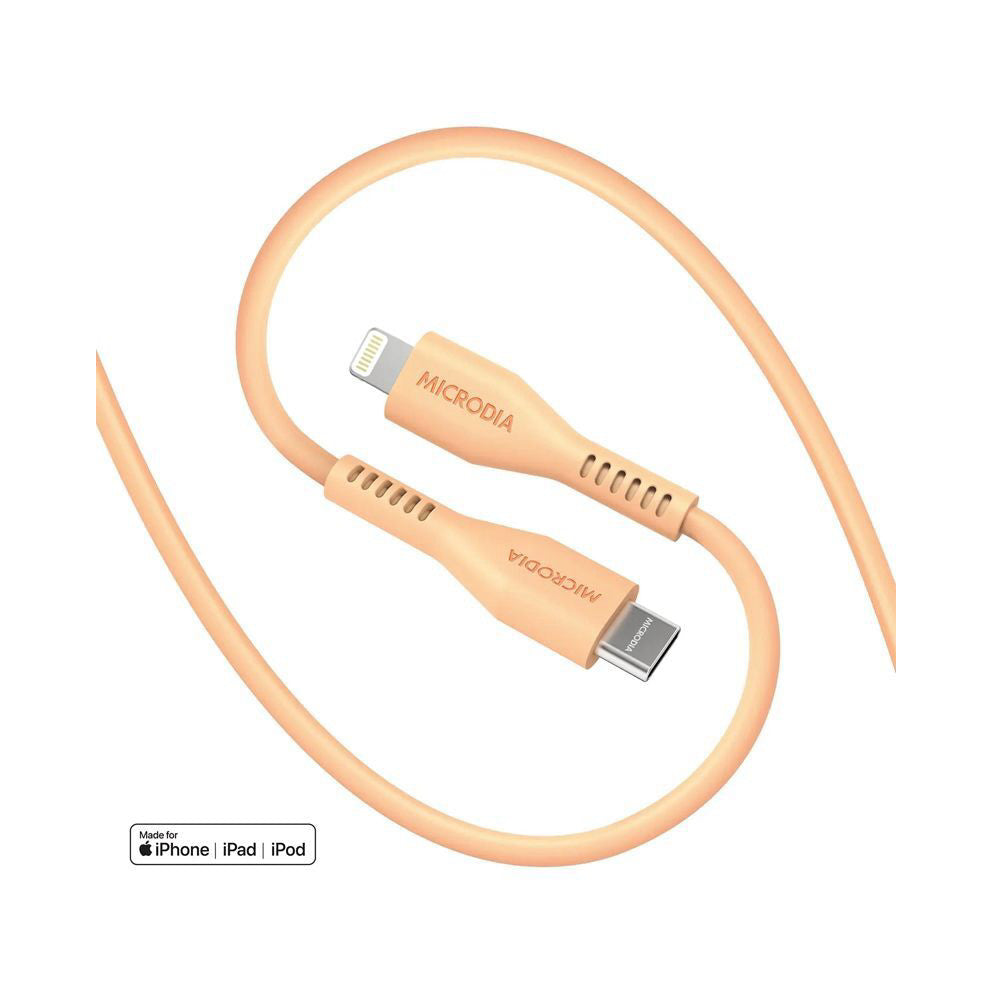 MICRODIA Fruitywire Liquid Silicon PD60W 1.3m USB-C to Lightning Cable - Peach