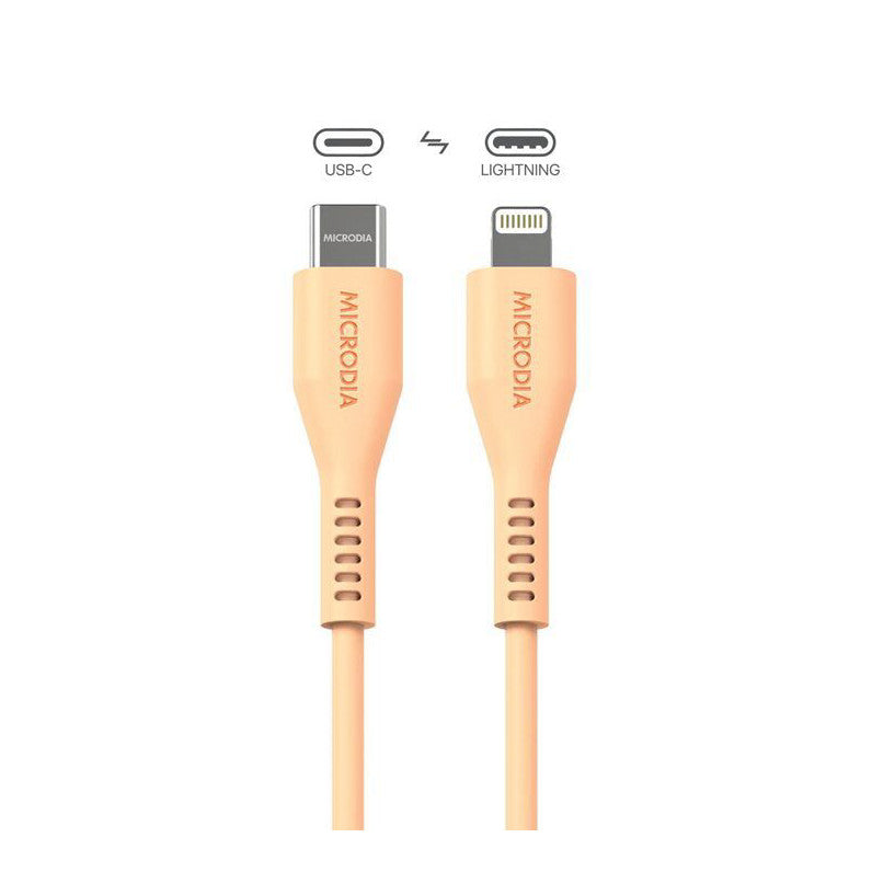 MICRODIA Fruitywire Liquid Silicon PD60W 1.3m USB-C to Lightning Cable - Peach