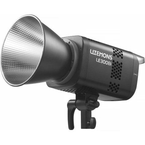 Black COB LED light fixture with reflector shown at three-quarter angle against white background, displaying front lens and body details.