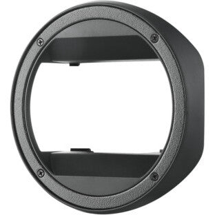 Godox MF-CB round adaptor ring shown from front view, displaying circular black frame with mounting slots against white background