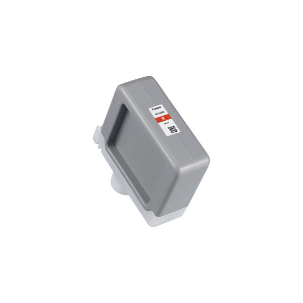 Gray rectangular ink tank with red label stripe, shown at three-quarter angle against white background.