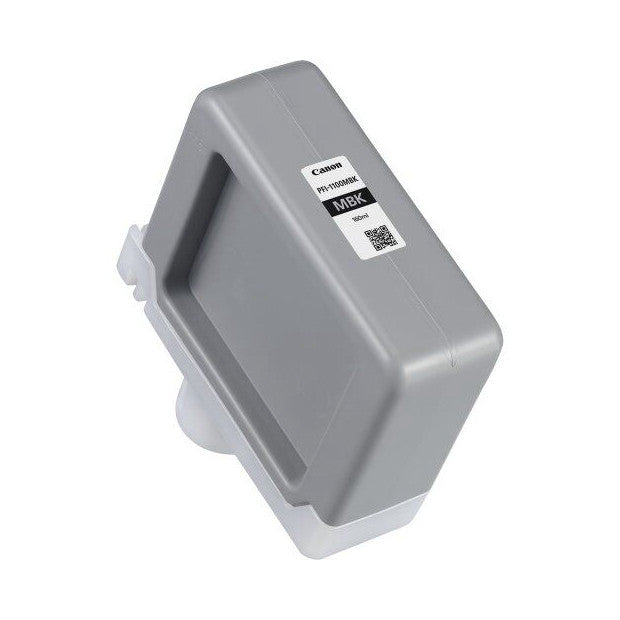 Gray Canon ink tank cartridge shown at an angle, displaying the label and handle against a white background.