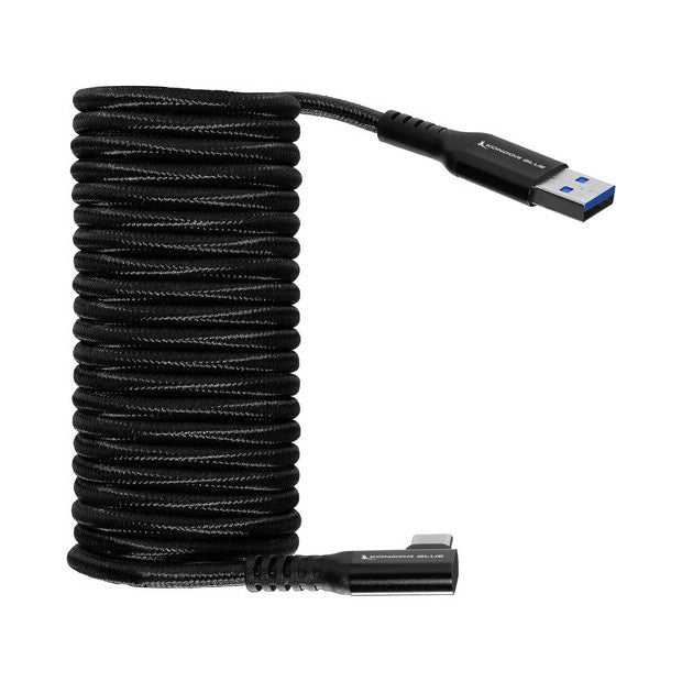Kondor Blue USB-A to USB-C 3.0 Right Angle Cable 3m Black