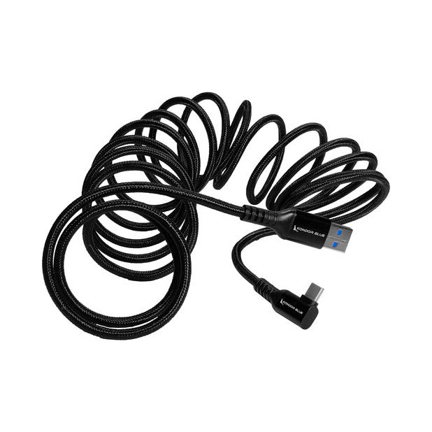 Kondor Blue USB-A to USB-C 3.0 Right Angle Cable 3m Black