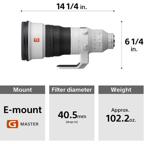 Sony FE 400mm f2.8 GM Zoom Ø82mm