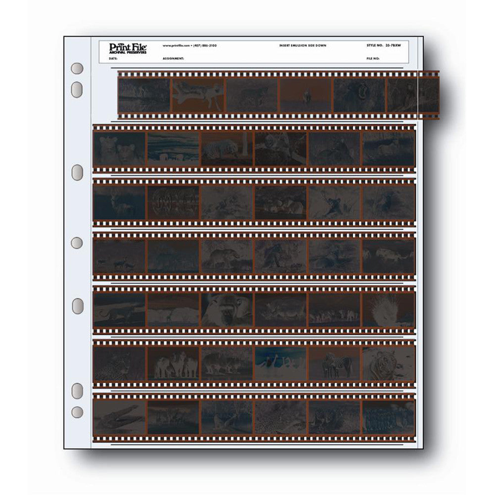 Print File 35mm Negative Archival Storage Pages - 100 Pack (7x35mm)