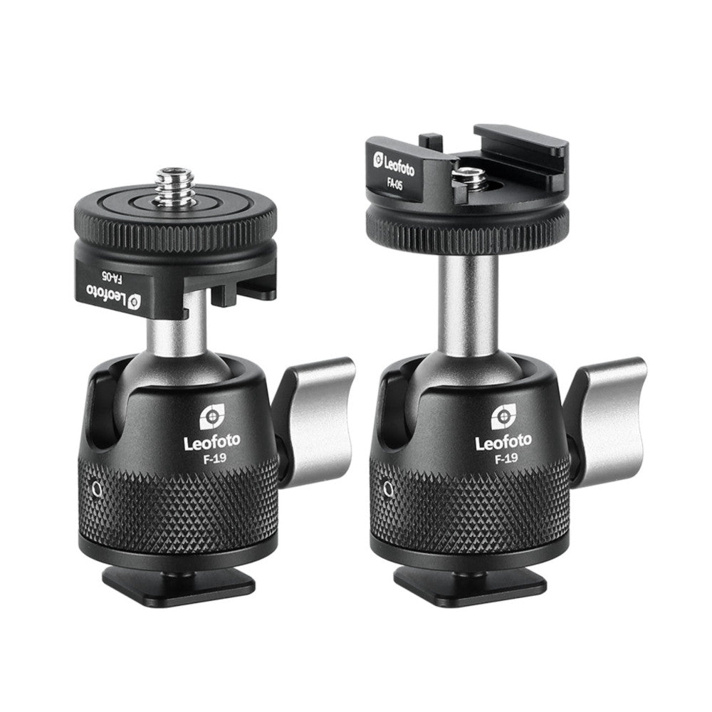 Leofoto F-19 19mm Cold Shoe or 1/4" Mini Ball Head with CF-05 Adapter