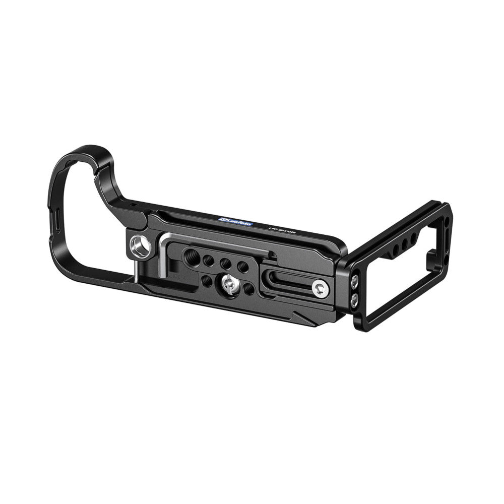 Black L-bracket with handles and multiple mounting points shown from side angle against white background.
