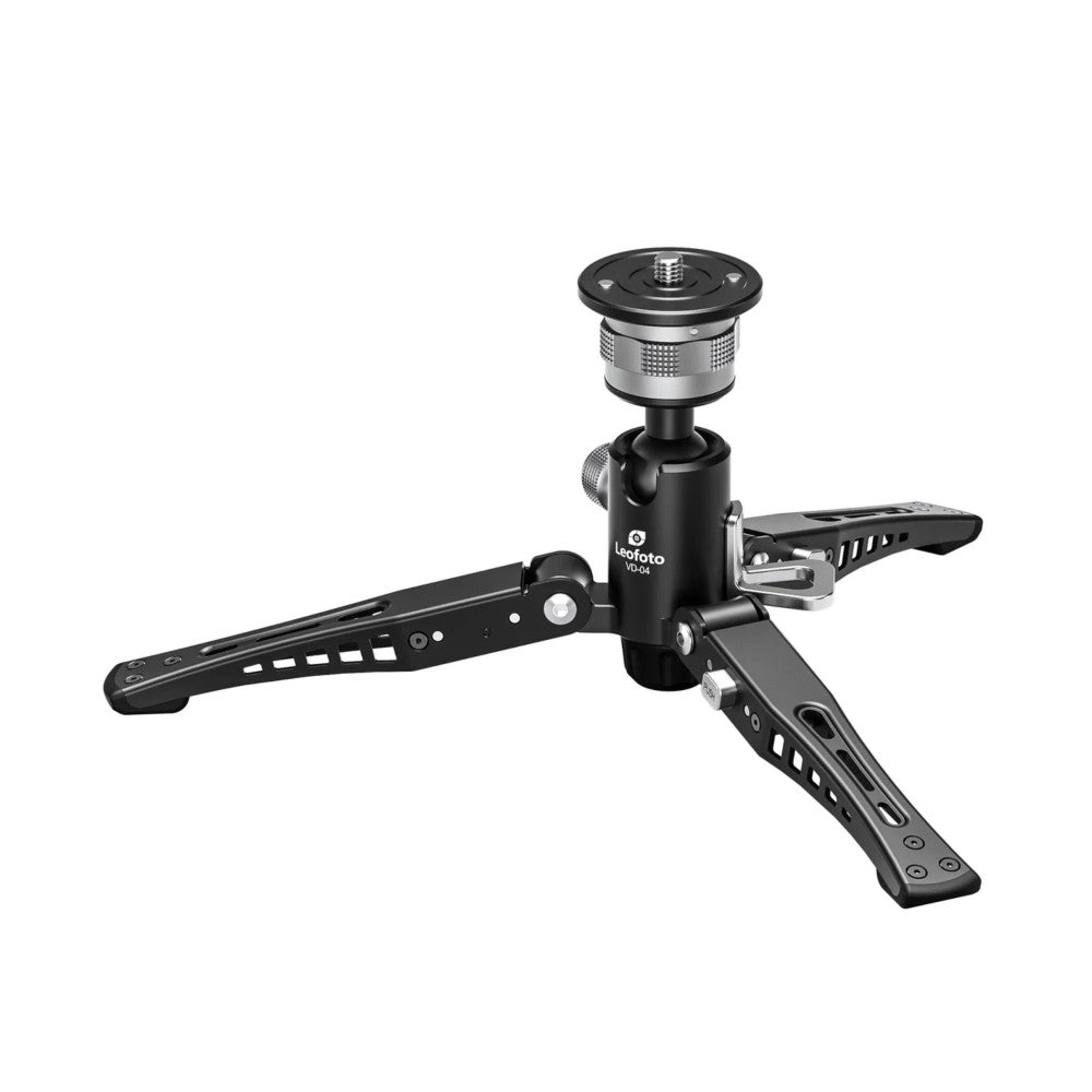 Leofoto MF-324C Pro monopod with ball head and spread legs shown from angled side view against white background.