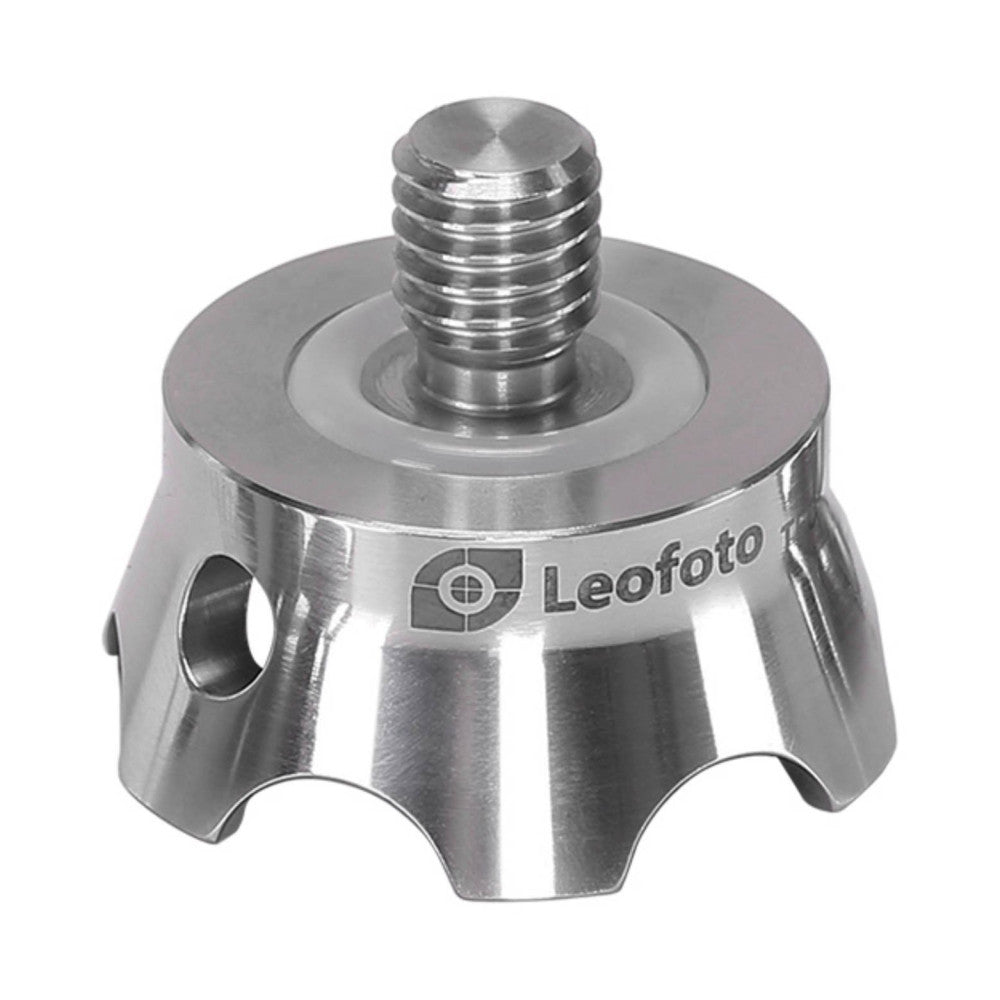 Leofoto TFC 30mm tripod claws shown from above, displaying the metal clamp with four legs, threaded post, and brand logo on the band.