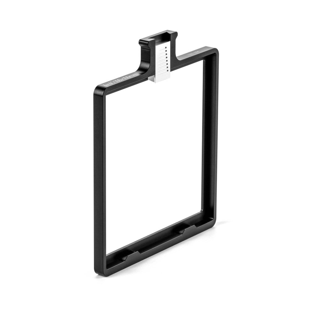 Black rectangular filter tray with white adjustment slide viewed from isometric angle against white background.