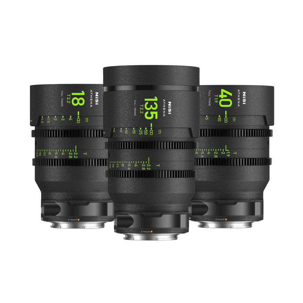 NiSi ATHENA PRIME Full Frame 3-Lens Add-On Kit (18mm T2.2, 40mm T1.9, 135mm T2.2) E Mount