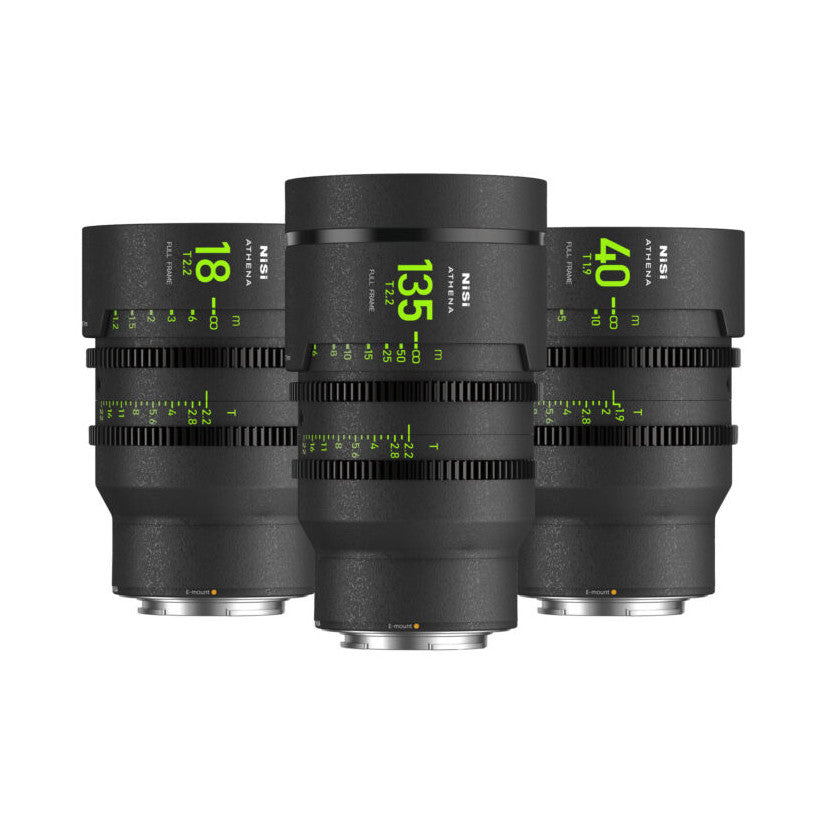 NiSi ATHENA PRIME Full Frame Cinema Lens Add-On Kit (3 Lenses: 18mm T2.2, 40mm T1.9, 135mm T2.2) E Mount