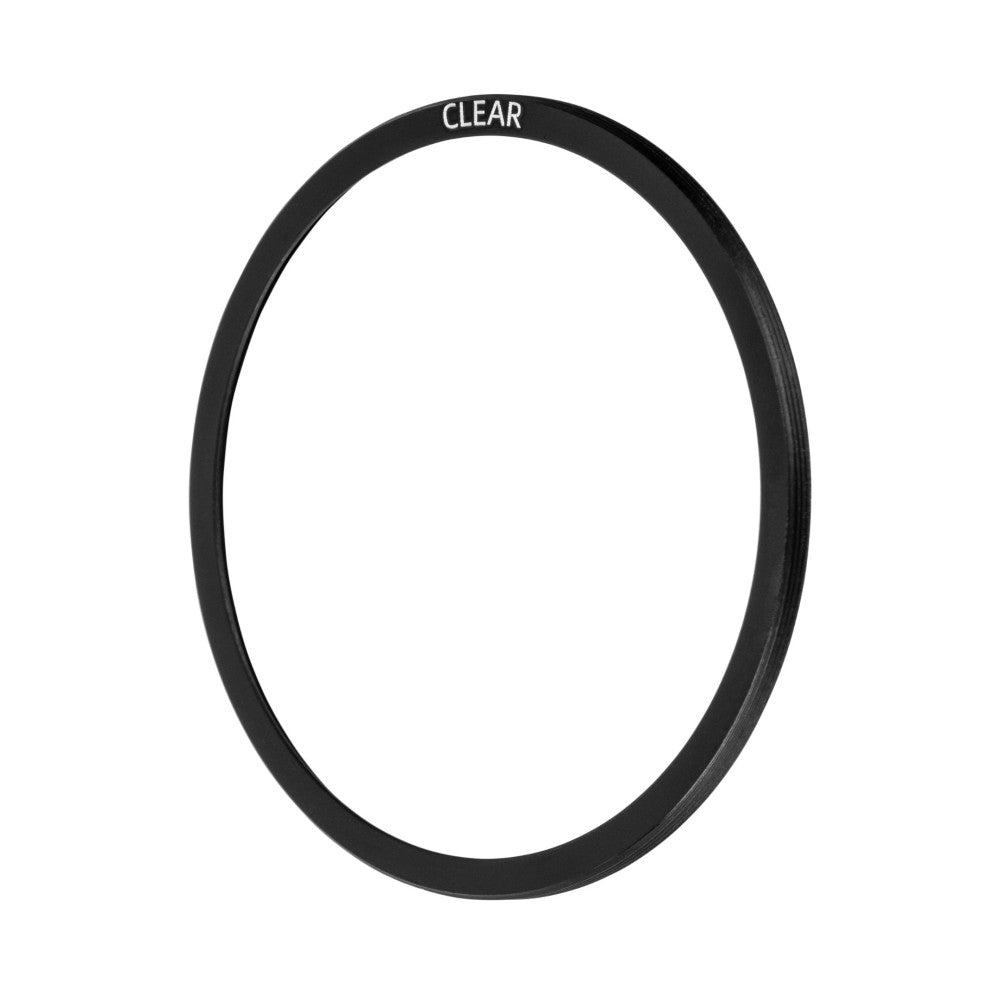 Black circular filter ring with "CLEAR" text at top, shown from front view against white background