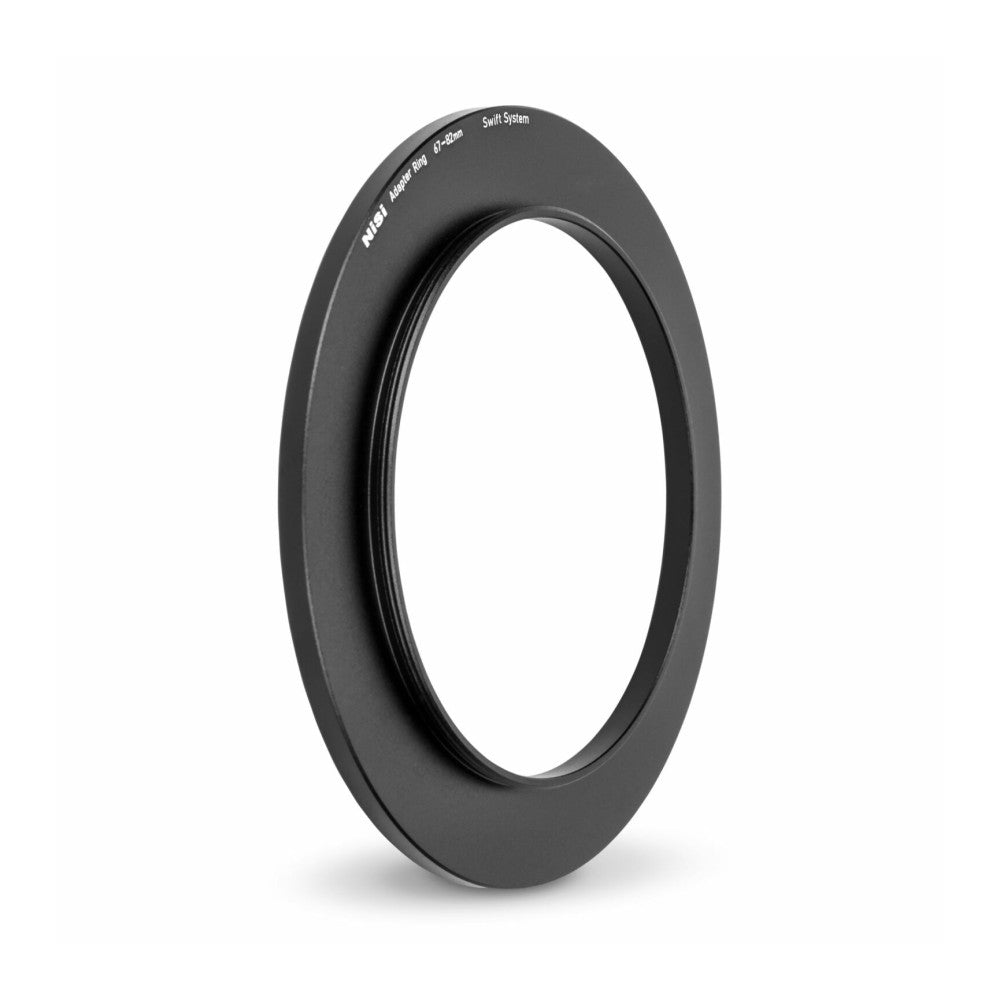 Black circular adapter ring shown from a side angle against white background, displaying the inner and outer diameter with product labeling visible on the top edge.