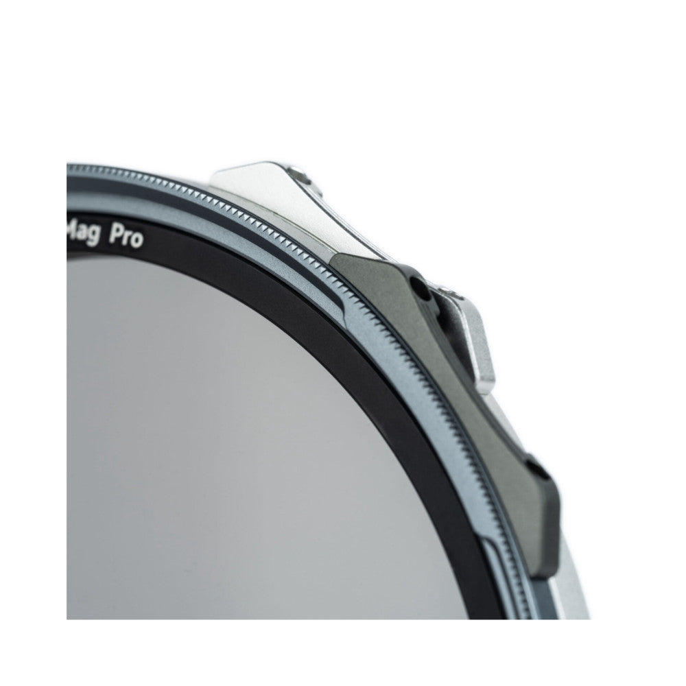 Close-up detail of NiSi JetMag Pro filter ring showing magnetic attachment mechanism and layered construction against white background.