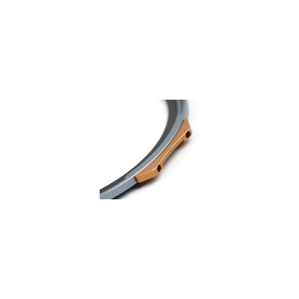 Close-up detail of magnetic filter ring showing wooden handle attachment and metal filter frame against white background