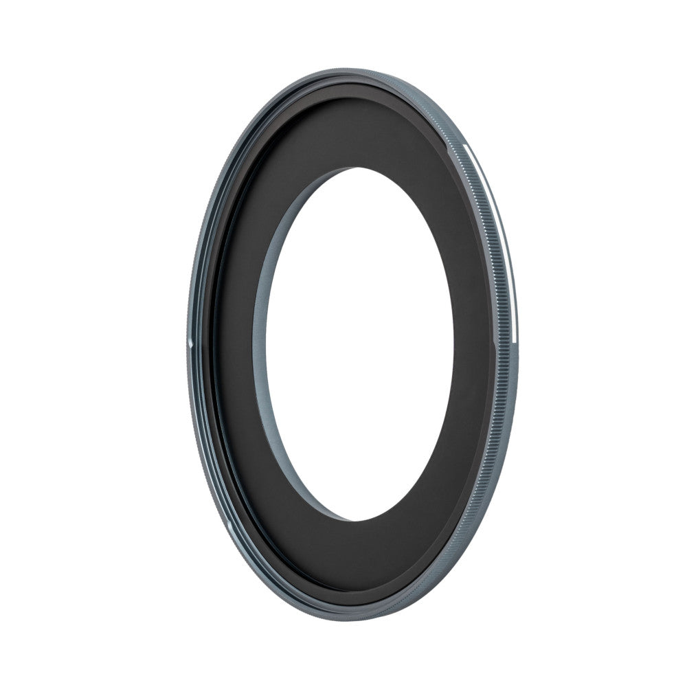 Front angled view of a gray magnetic adapter ring with dark inner surface and textured grip edge against white background.