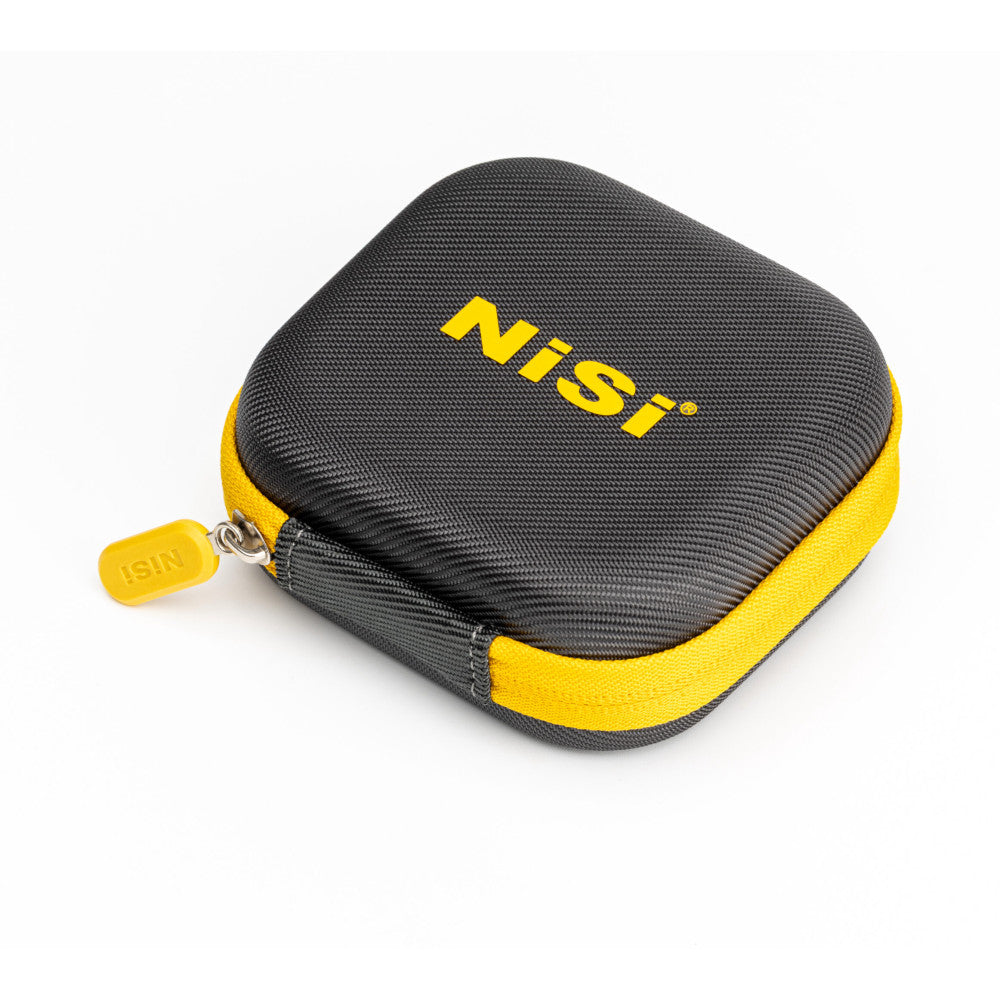 Black and yellow protective pouch with NiSi branding, shown at an angle with yellow zipper pull visible against white background.