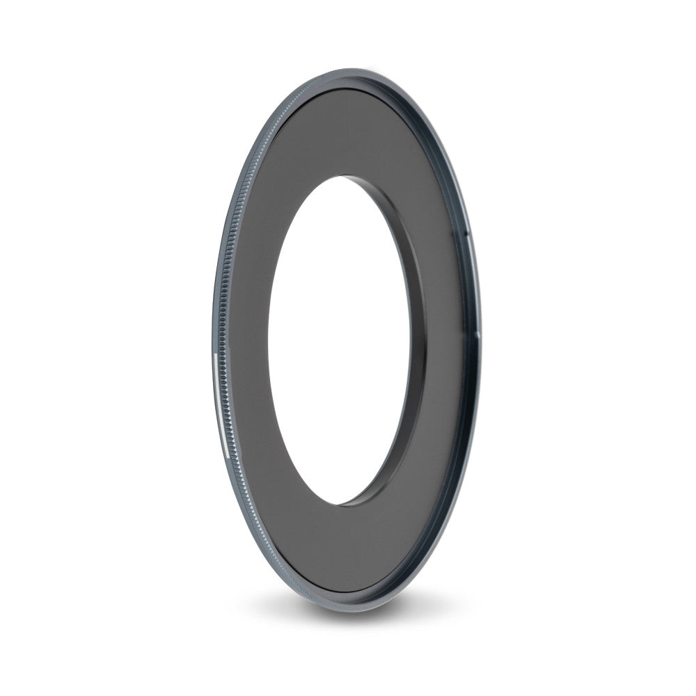 Gray magnetic adapter ring shown at an angle against white background, displaying the threaded outer edge and hollow center opening.