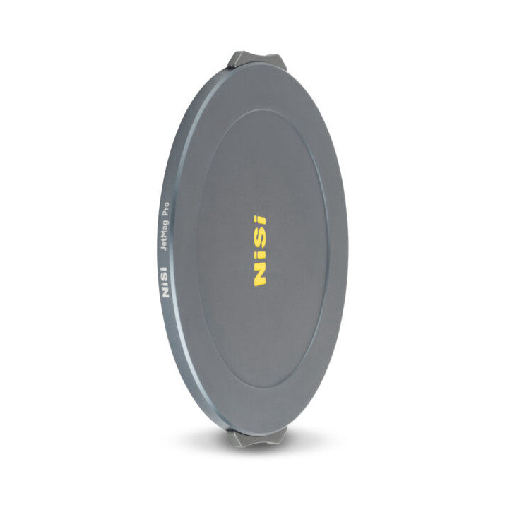 Front view of gray circular magnetic adapter ring with yellow NiSi branding and text on face, displayed against white background.