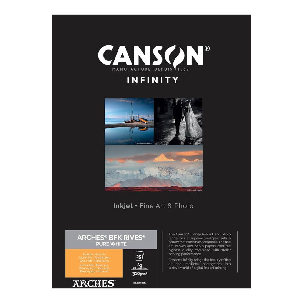 Canson ARCHES BFK Rives Pure White 310gsm A3 25 Sheets