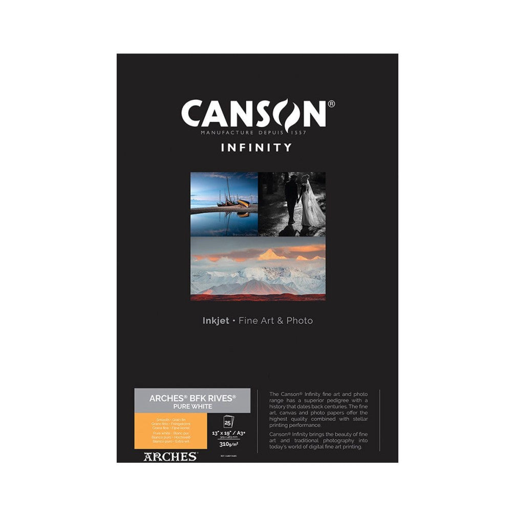Canson ARCHES BFK Rives Pure White 310GSM A3+ 25 Sheets