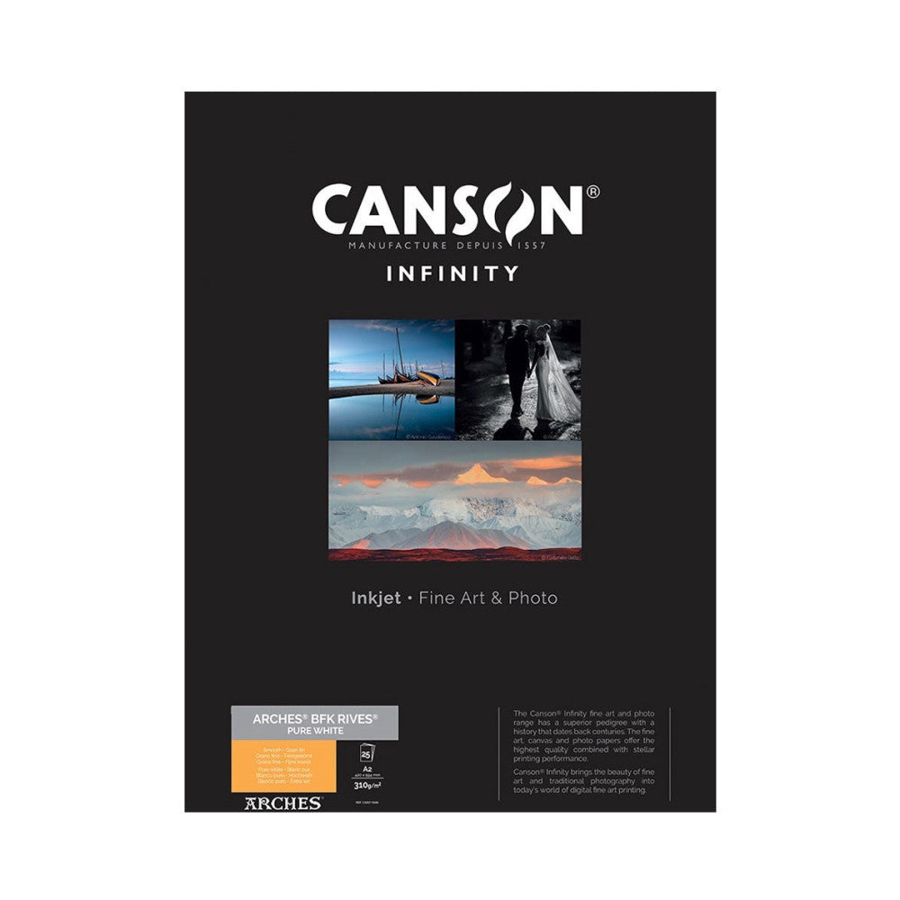 Canson ARCHES BFK Rives Pure White 310GSM A2 25 Sheets